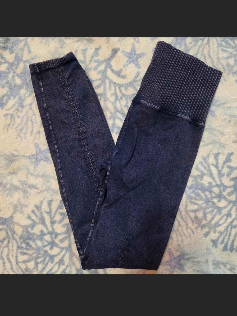 Free people Navy Ribbed High-Waist Leggings - Picture 4 of 5